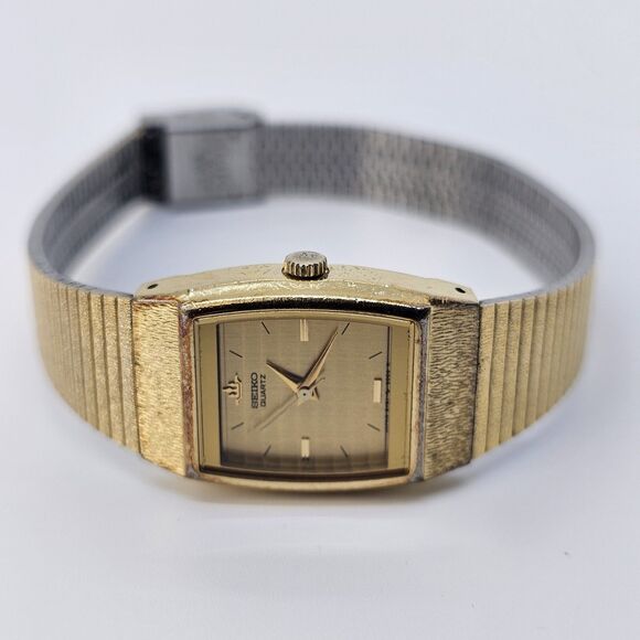 VTG Seiko Women Watch 20MM Gold Dial Bracelet Band‎ Up to 7.5\